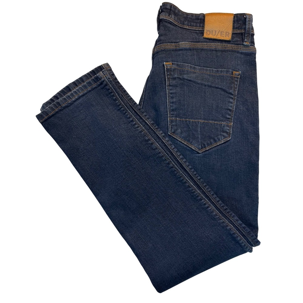 DU/ER L2X Relaxed Tapered Jeans Fleece Lined Mens 32x32 Dark Wash Denim
